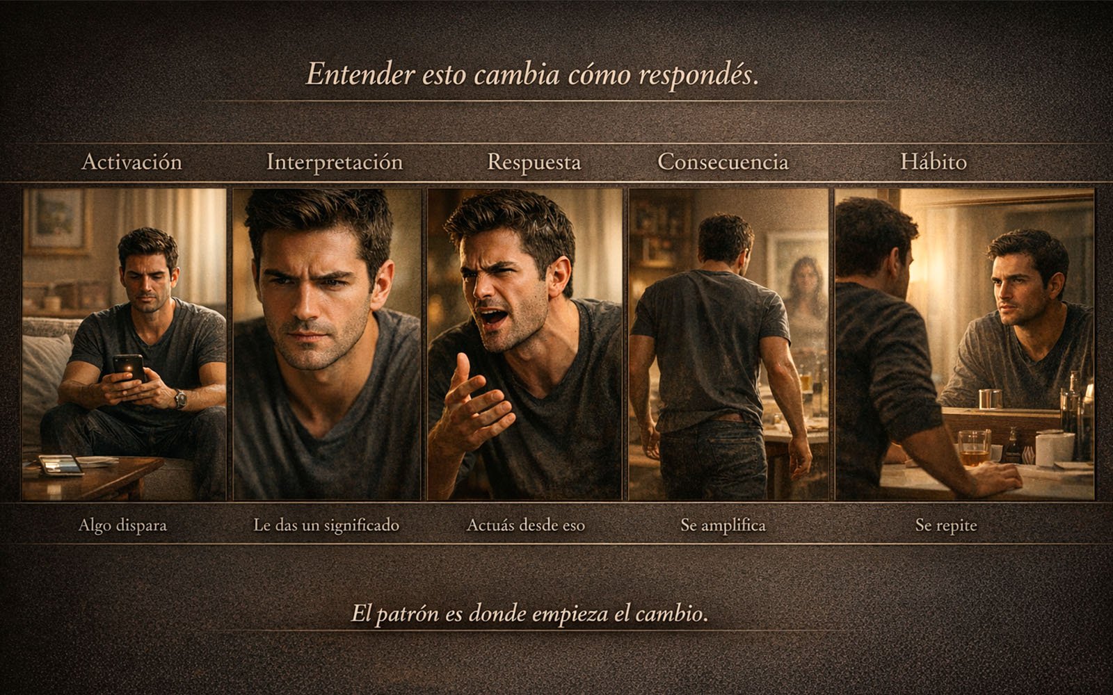 Diagrama de escalada: activación, interpretación, respuesta, consecuencia y hábito